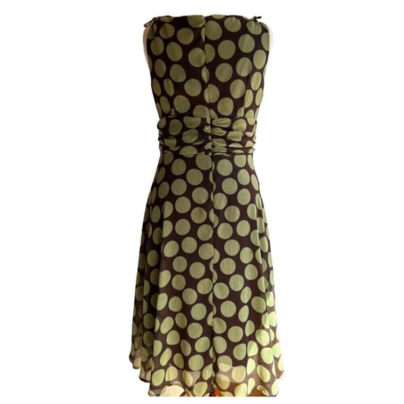 Olive Polka Dot Prom Formal Dress Size 14 - Picture 3 of 5